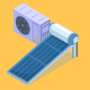 illustration de chauffe eau solaire et systeme solaire combine